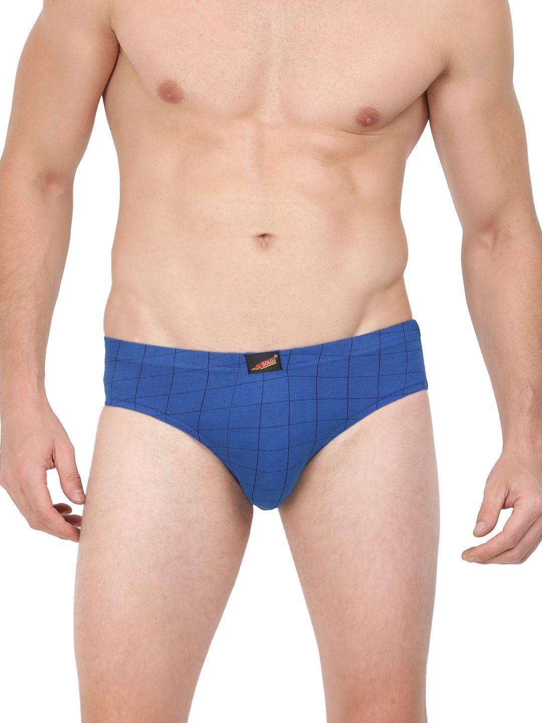 solo men checked cotton basic briefs cie-royal blue-75