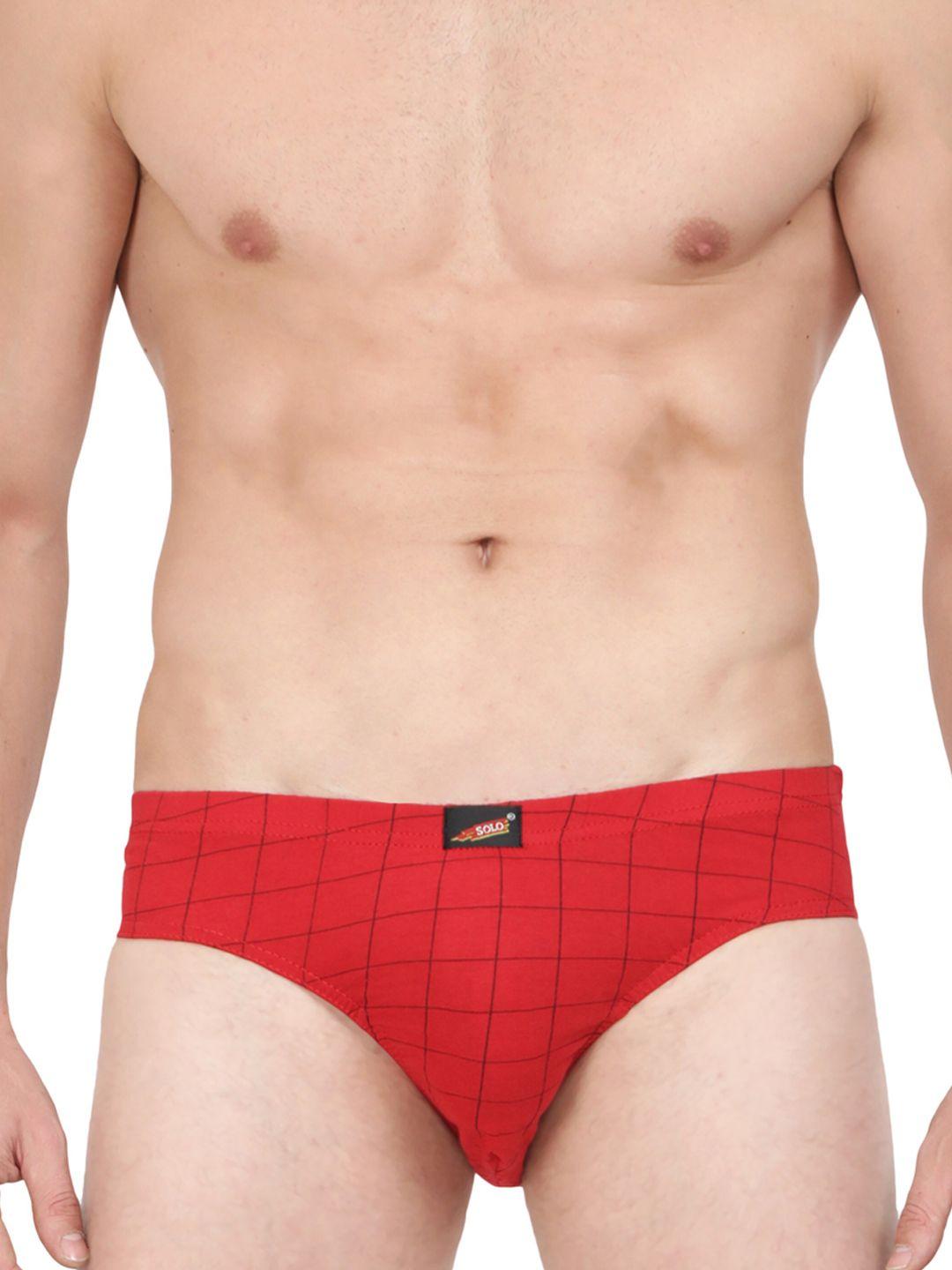 solo men checked pure cotton basic briefs