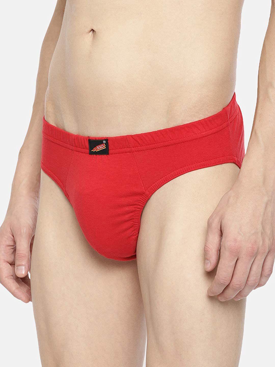solo men mid-rise cotton basic brief virgin-red-75