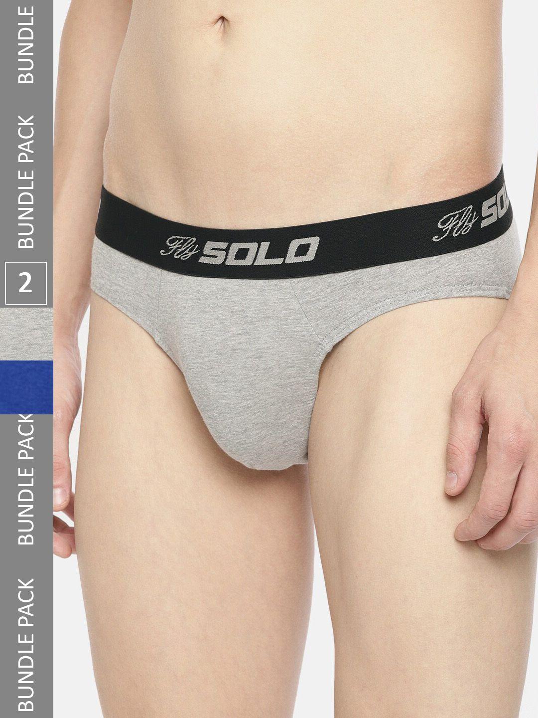 solo pack of 2 anti bacterial basic briefs vigour-2-grey melange, royal blue-75