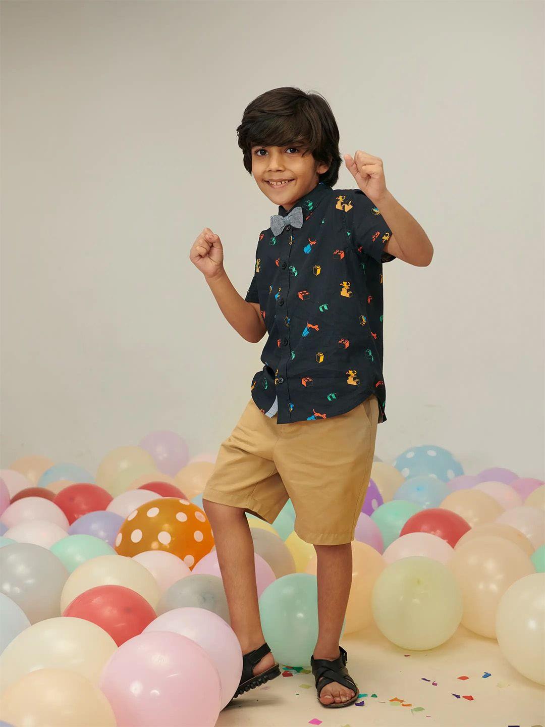 somersault boys printed shirt with shorts