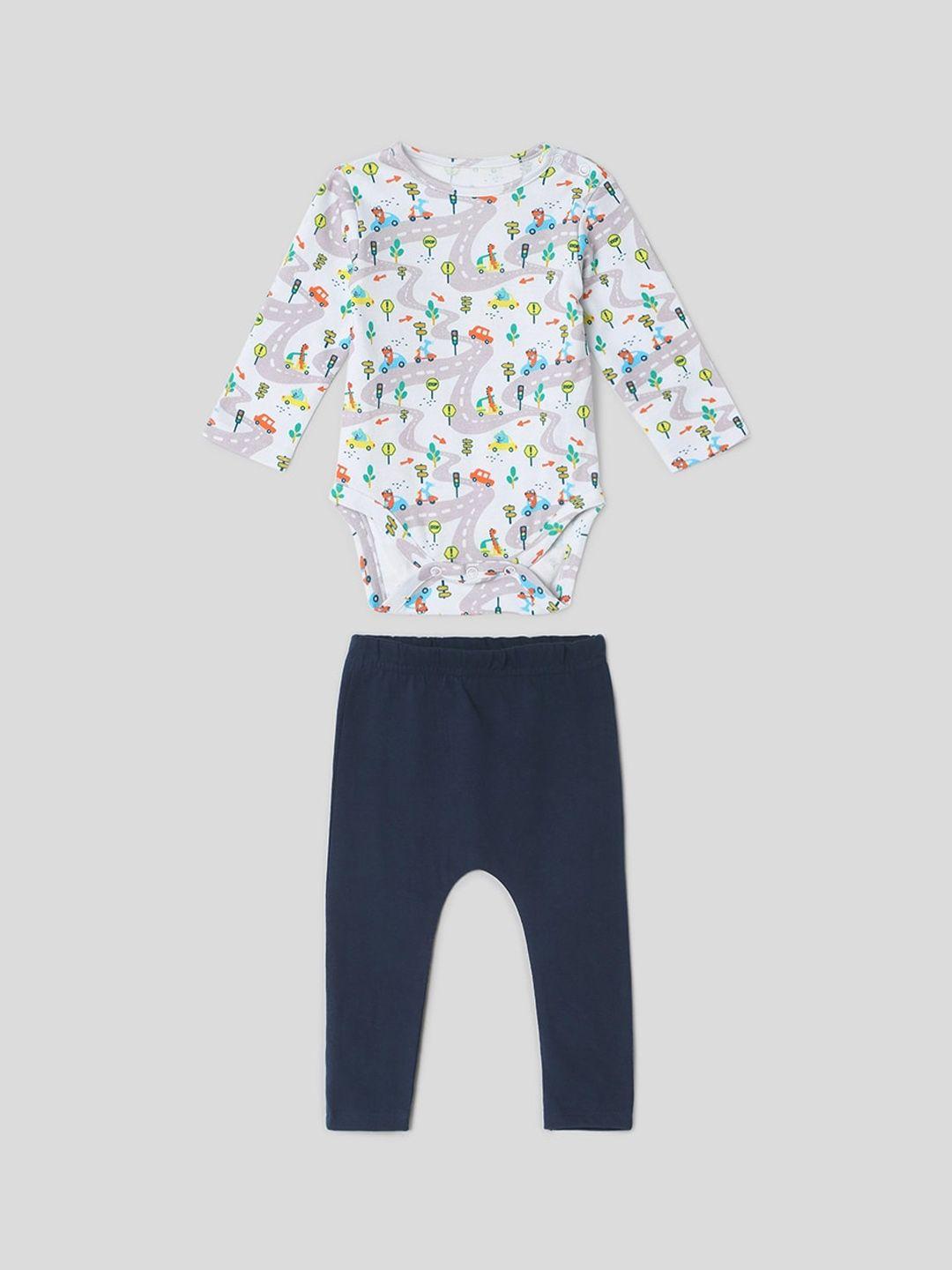 somersault infants printed pure cotton bodysuit with trousers