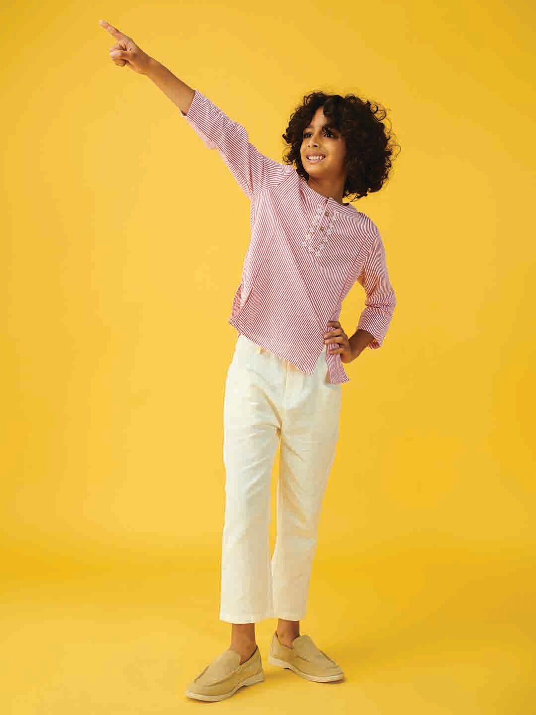 somersault boys embroidered pure cotton kurta with trousers
