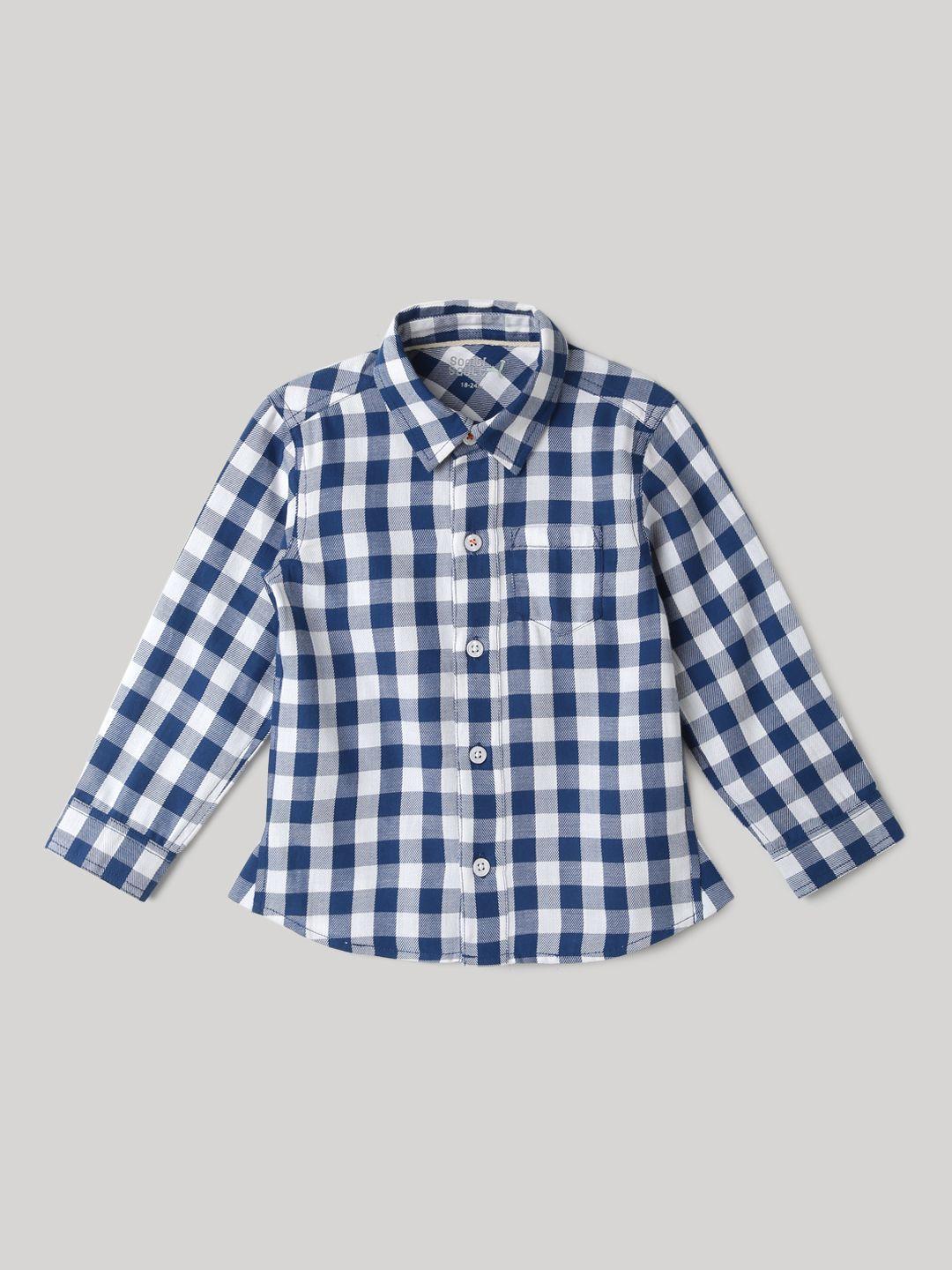 somersault boys gingham checked printed pure cotton casual shirt