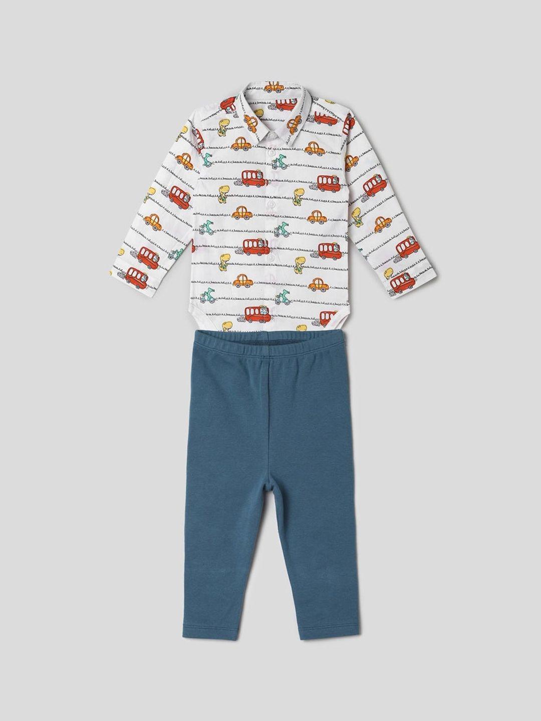 somersault boys printed pure cotton shirt with trousers