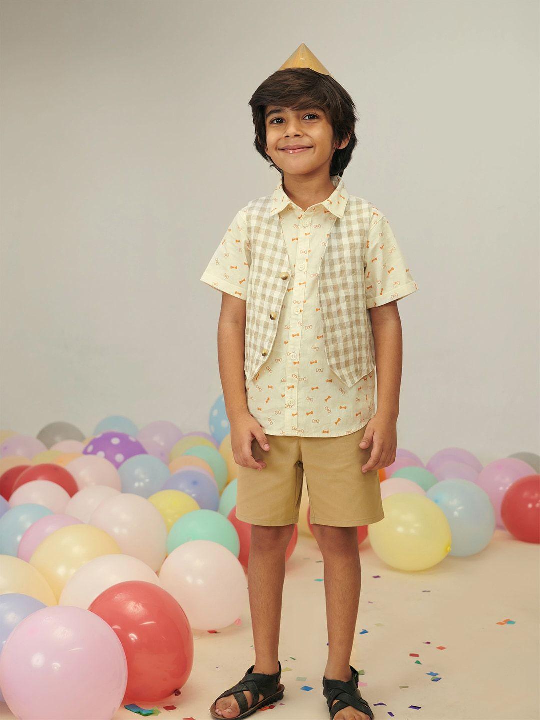 somersault boys printed shirt with shorts