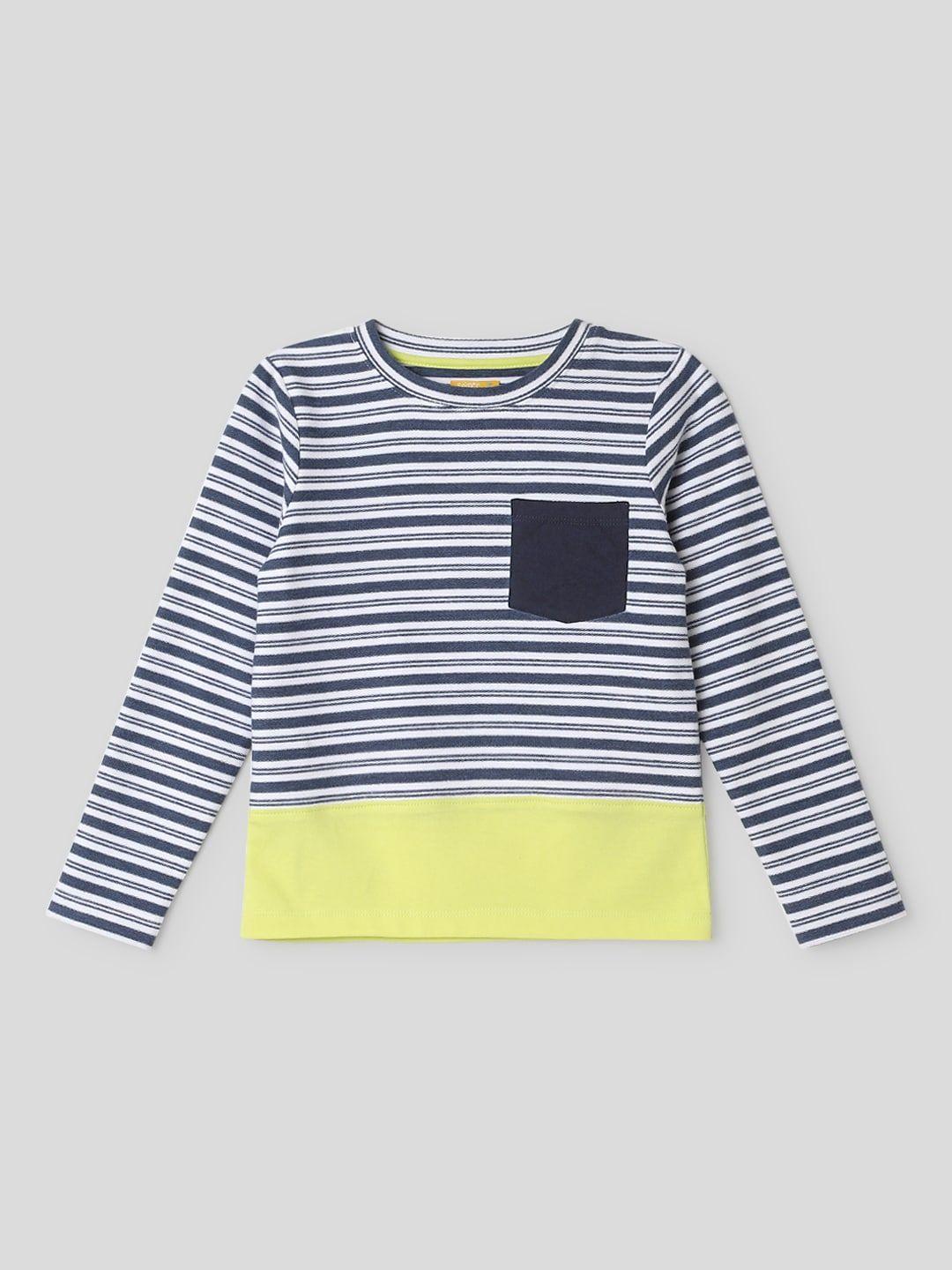 somersault boys striped round neck long sleeves pockets t-shirt