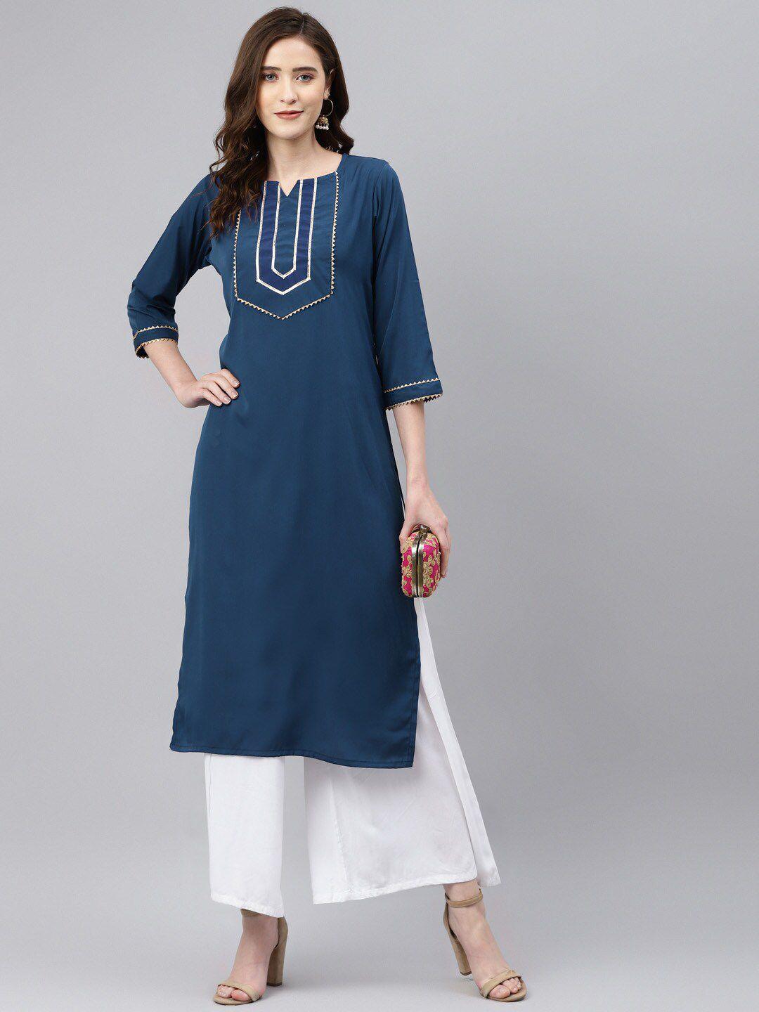 somras blue yoke design gota patti detail kurta