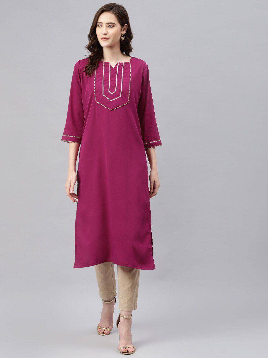 somras magenta yoke design gota patti detail kurta