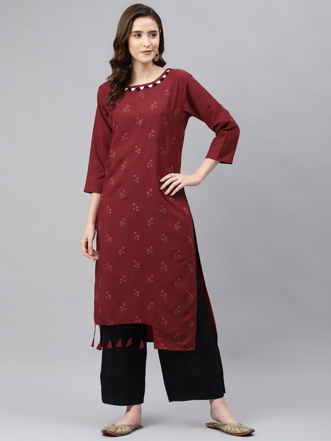 somras women maroon printed kurta