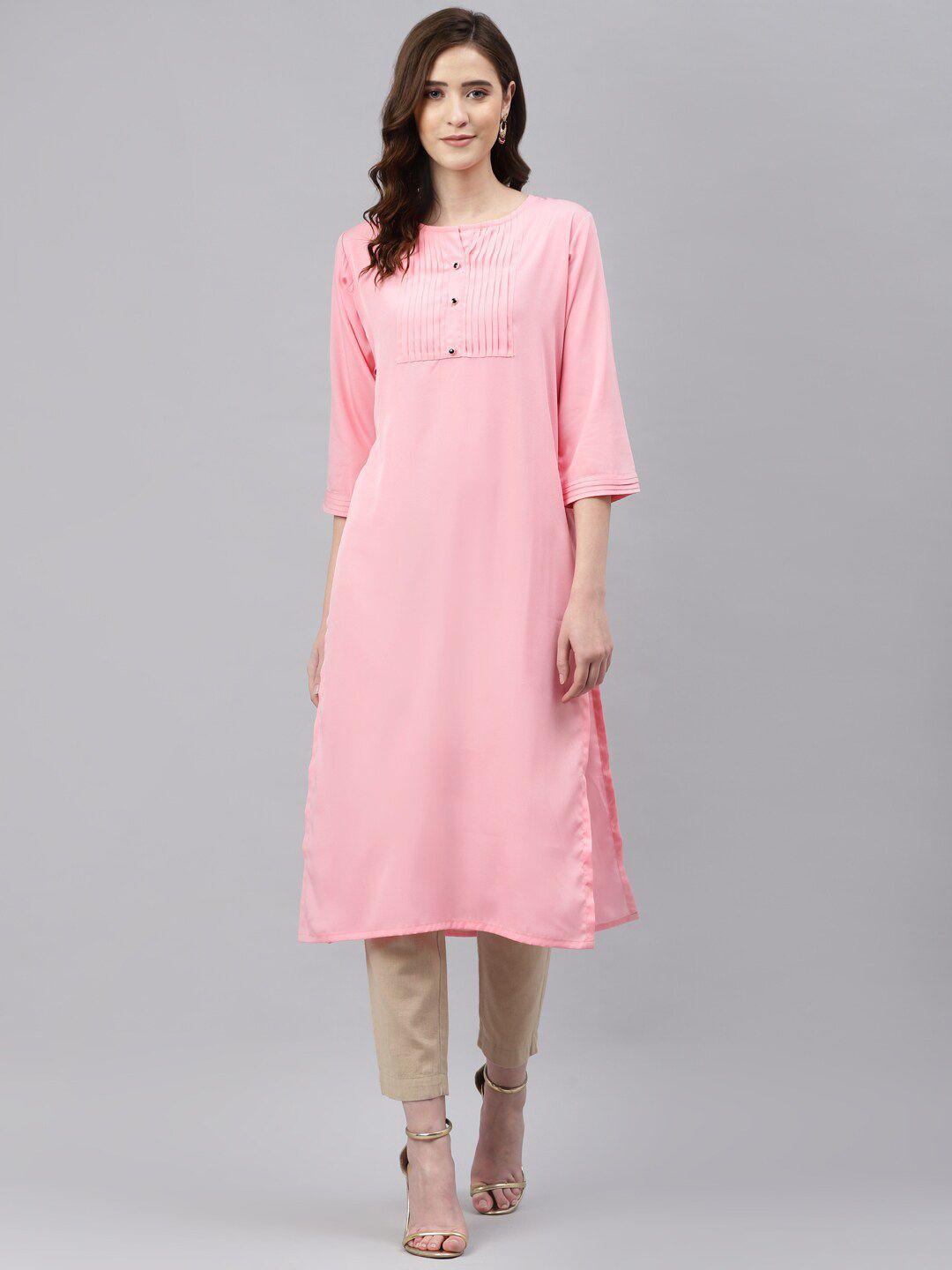 somras women peach-coloured kurta