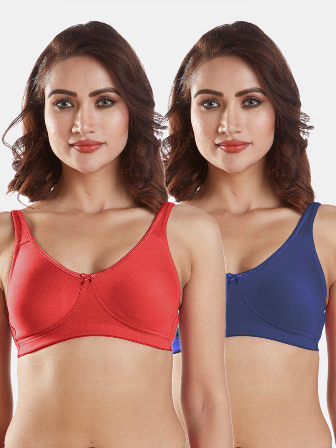 sonari pack of 2 assorted solid everyday bras - wireless non-padded