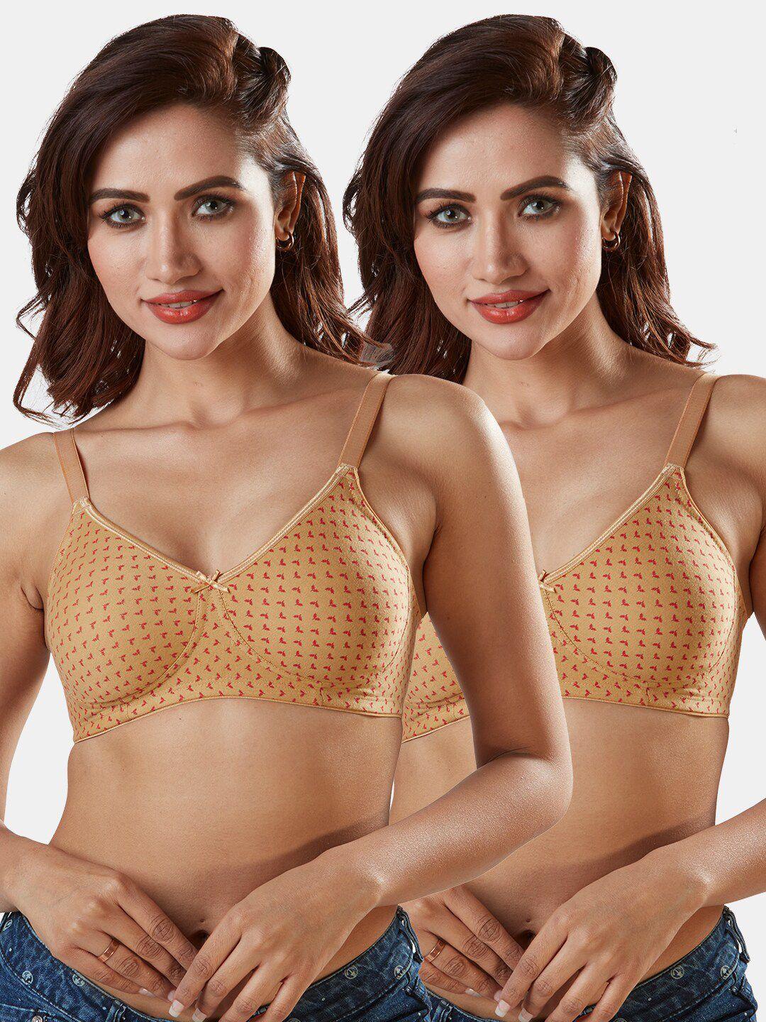 sonari pack of 2 nude-coloured abstract printed t-shirt bras