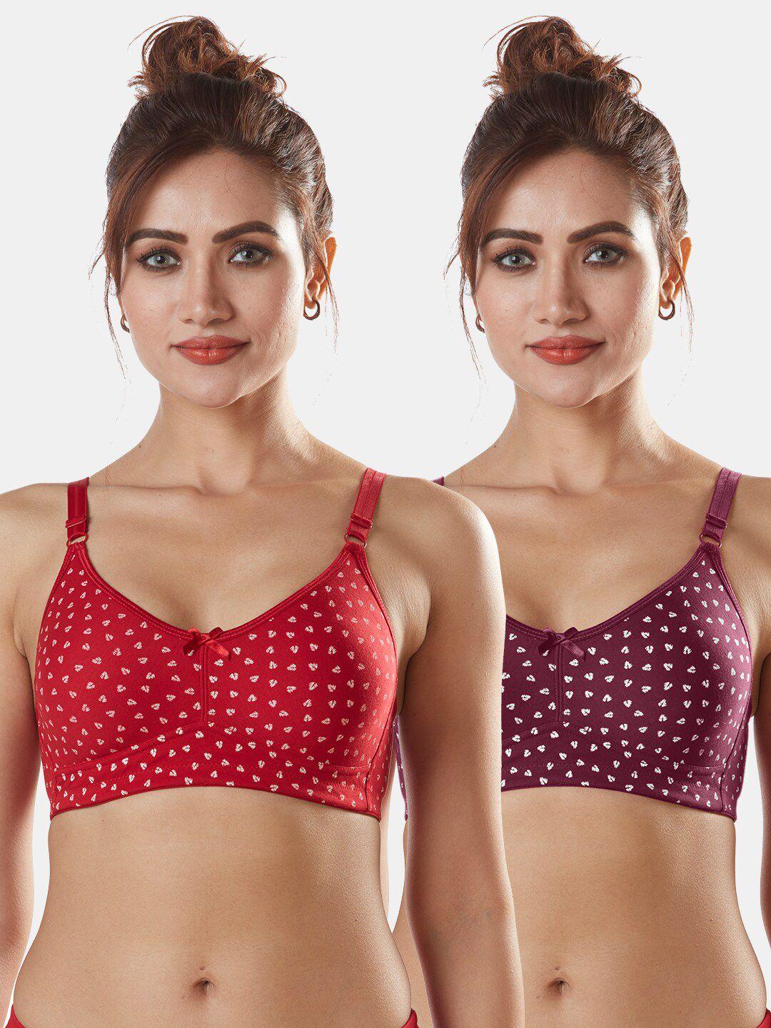 sonari red & burgundy abstract non-padded supper support bra