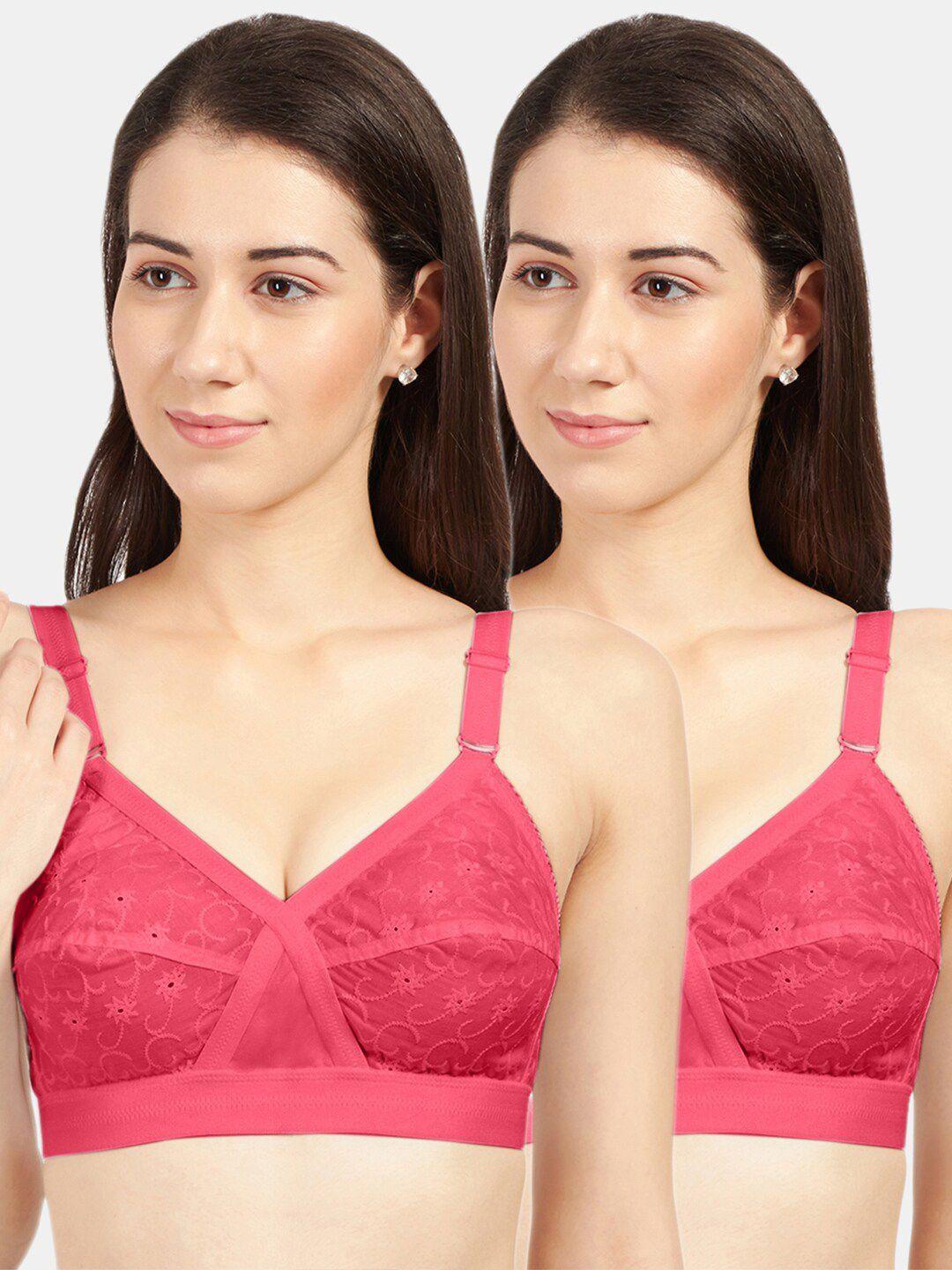 sonari set of 2 coral non padded & non wired floral bra