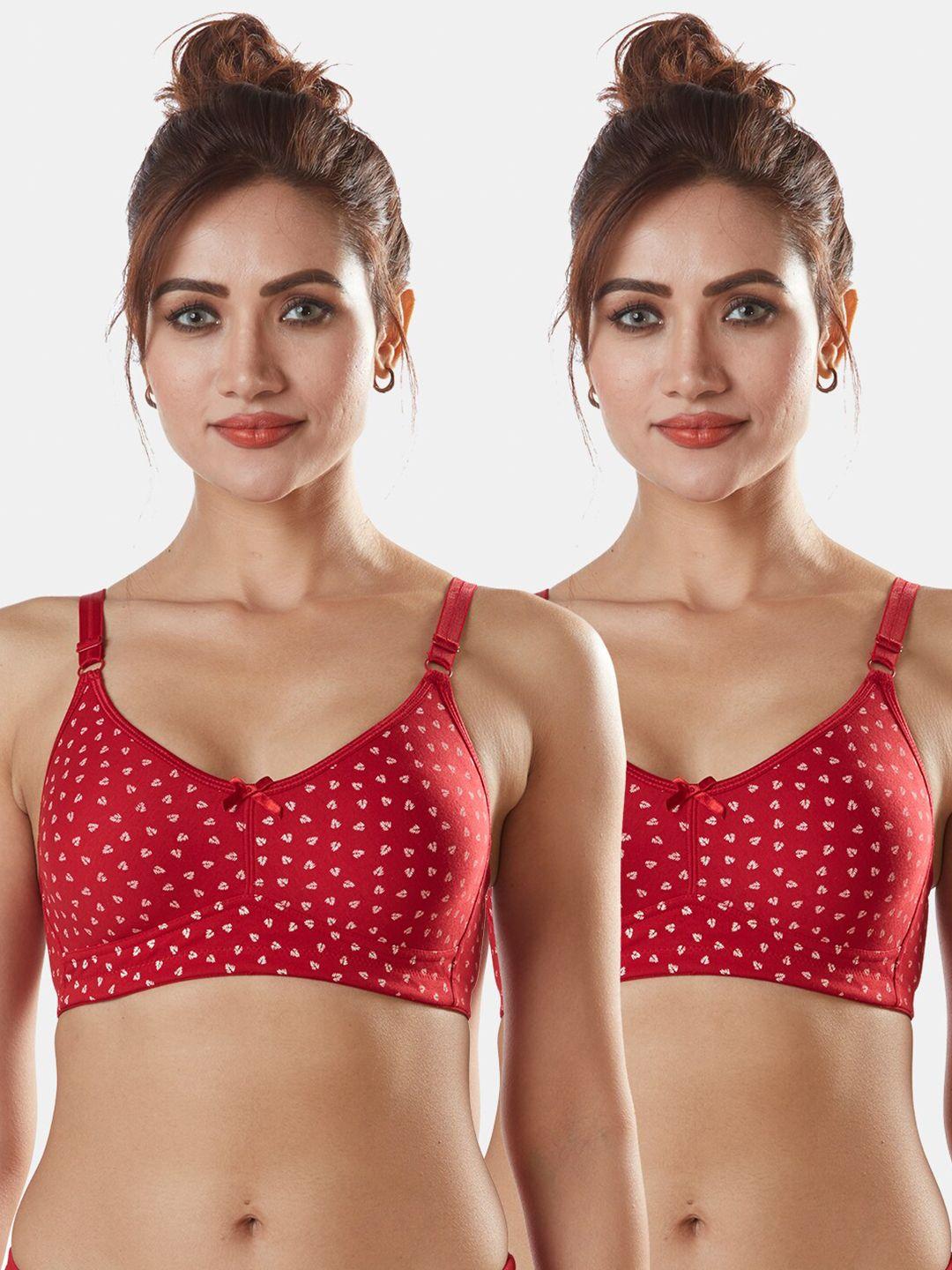 sonari women red & white non-padded supper support printed bra