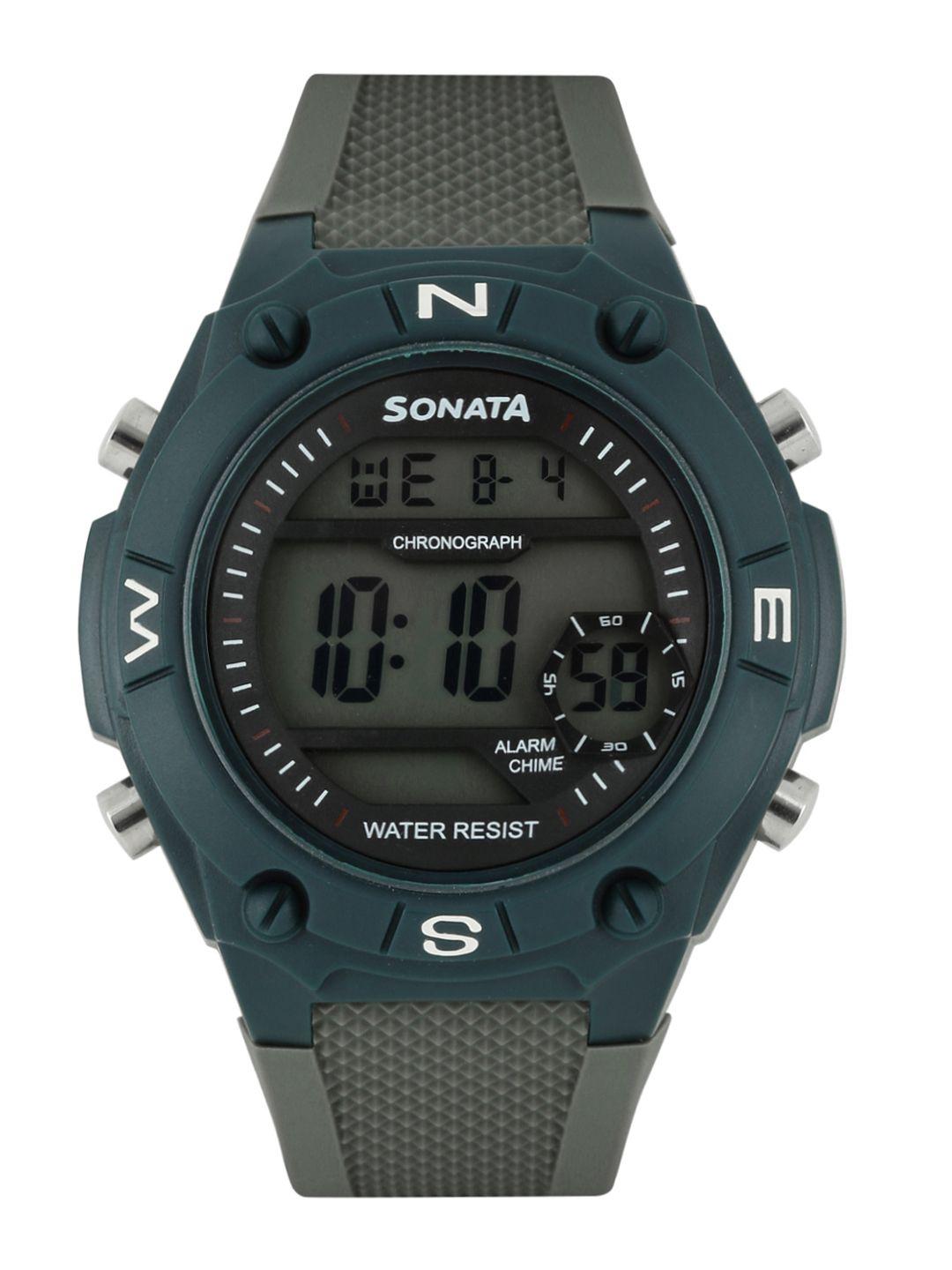 sonata men ocean series grey digital watch 77033pp01