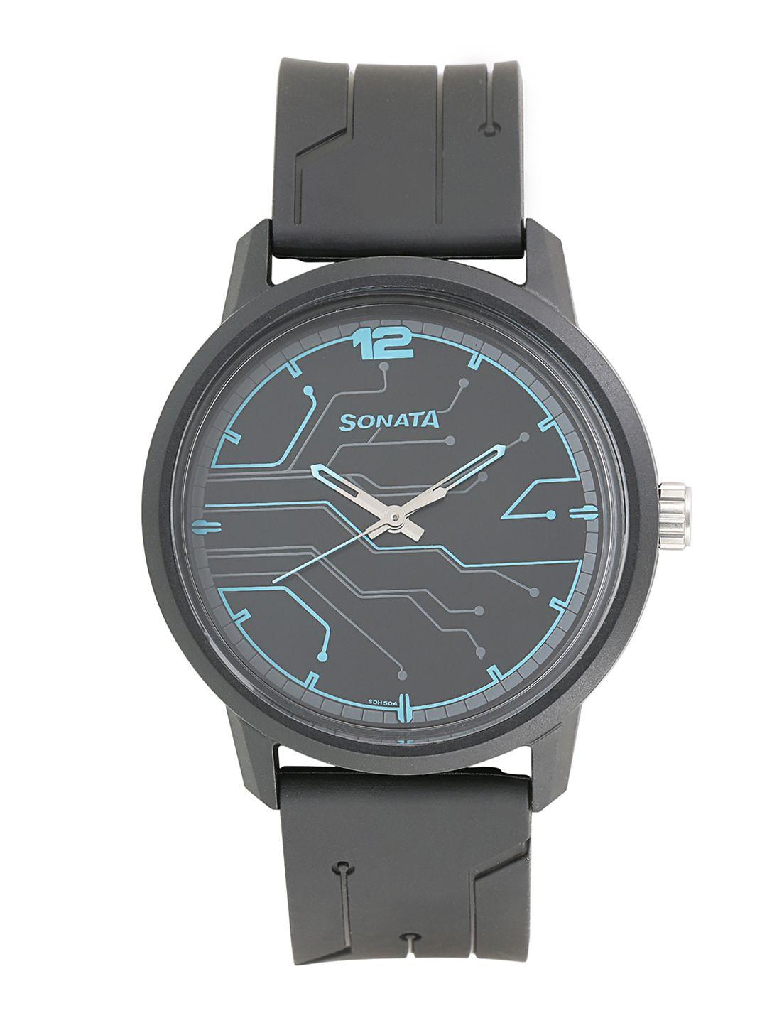 sonata volt men grey analogue watch 77085pp02