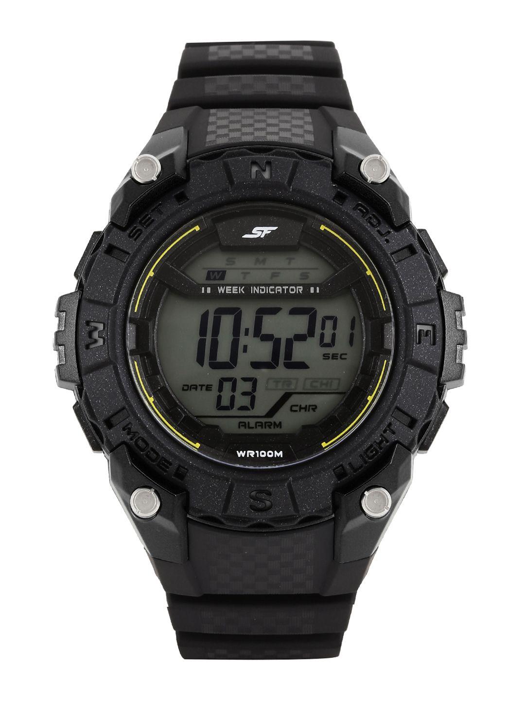 sonata men ocean series black dial digital watch 77054pp02