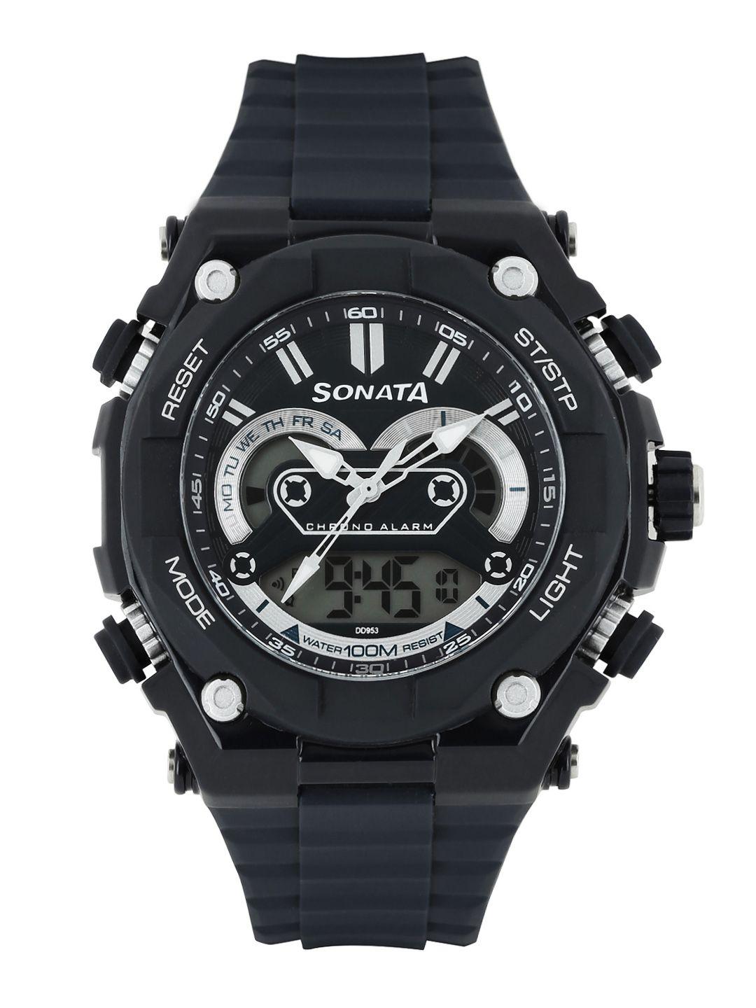 sonata men ocean series navy analogue & digital watch 77030pp03j