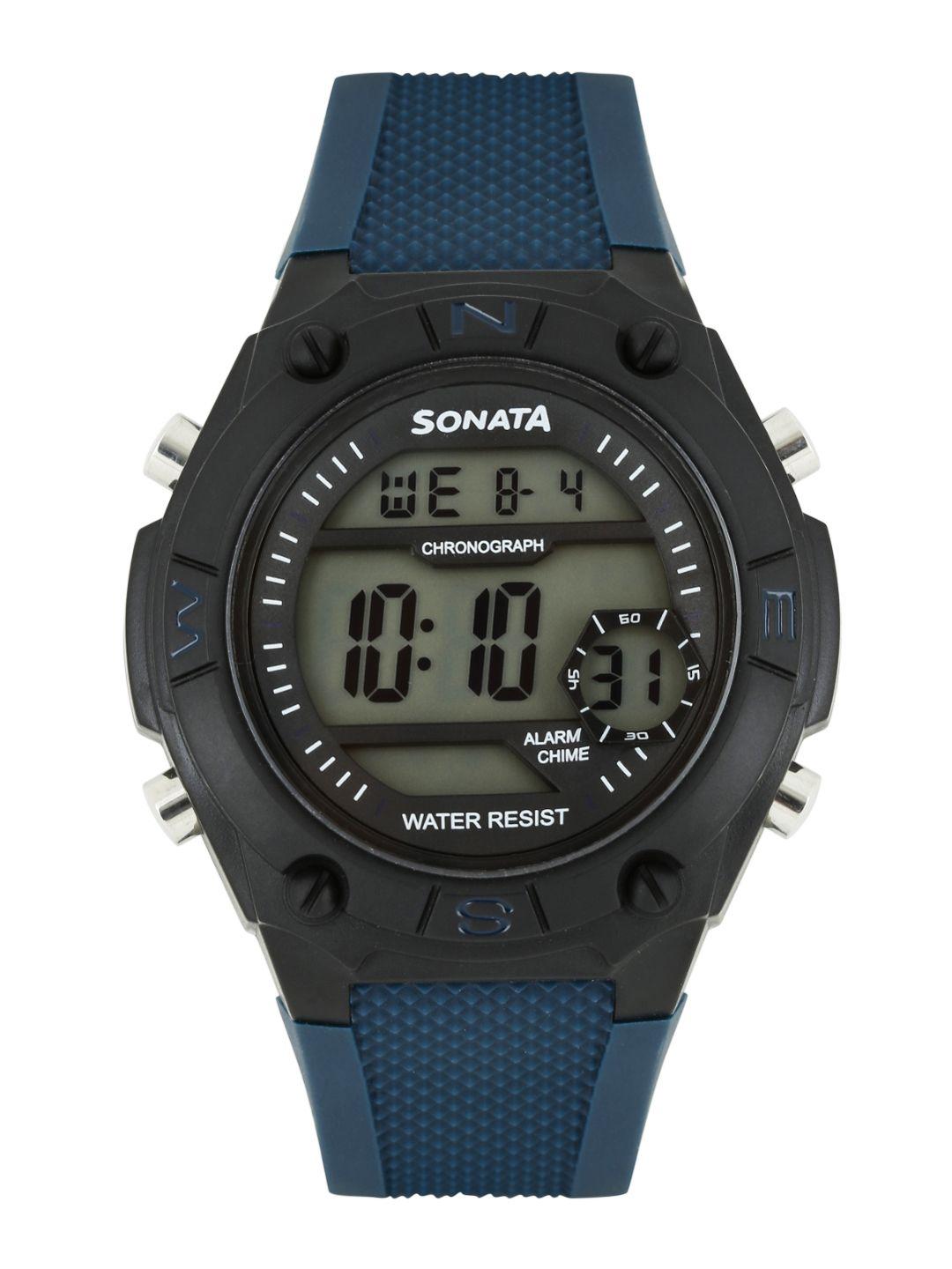 sonata men ocean series navy digital watch 77033pp03