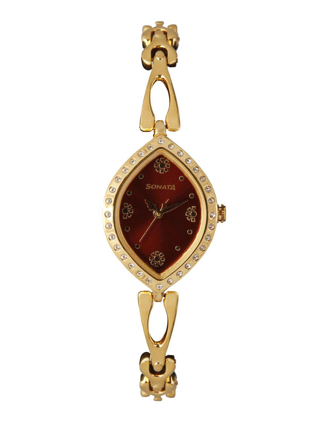 sonata wedding women maroon analogue watch nl8149ym01