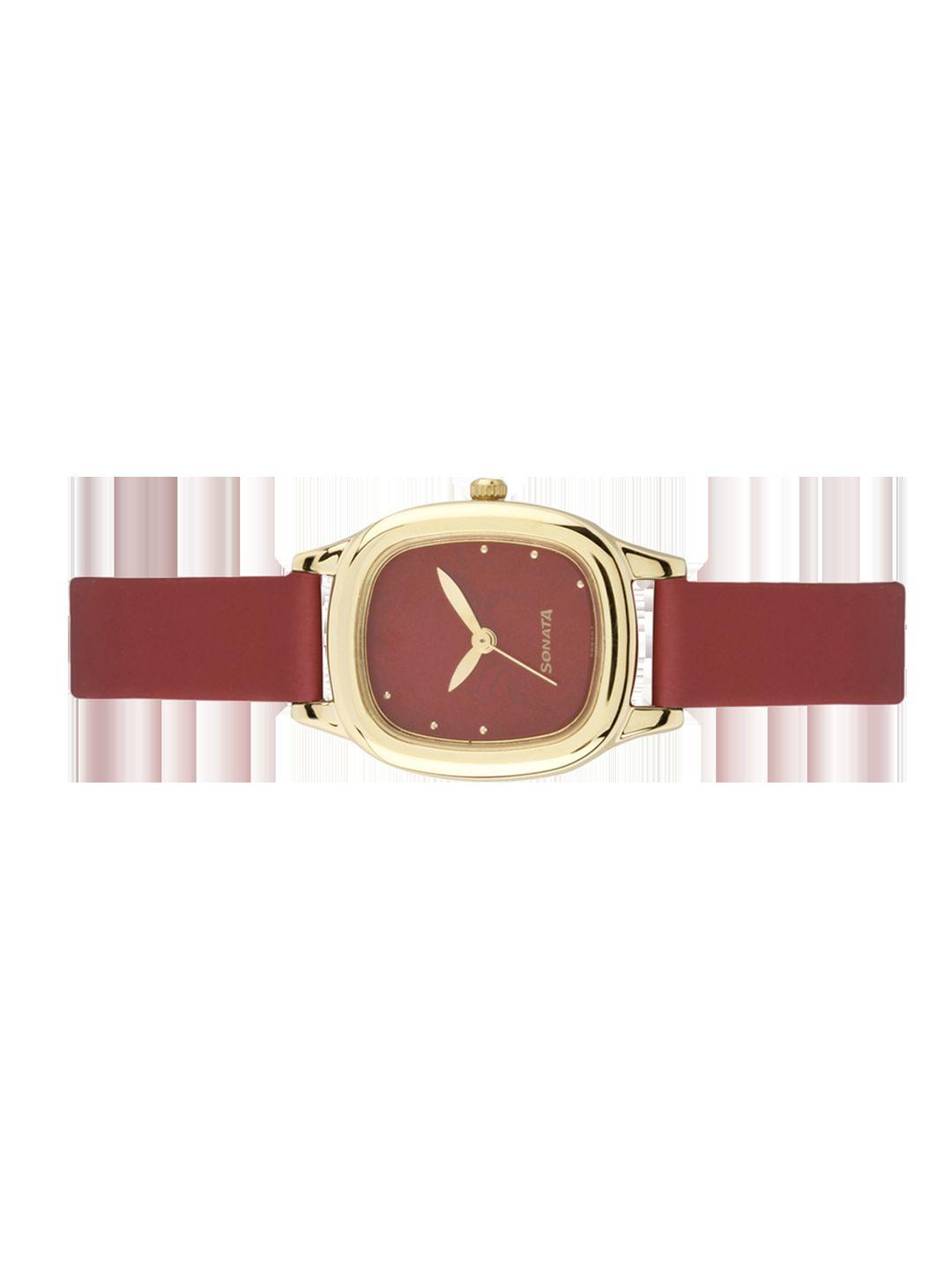 sonata women red dial watch