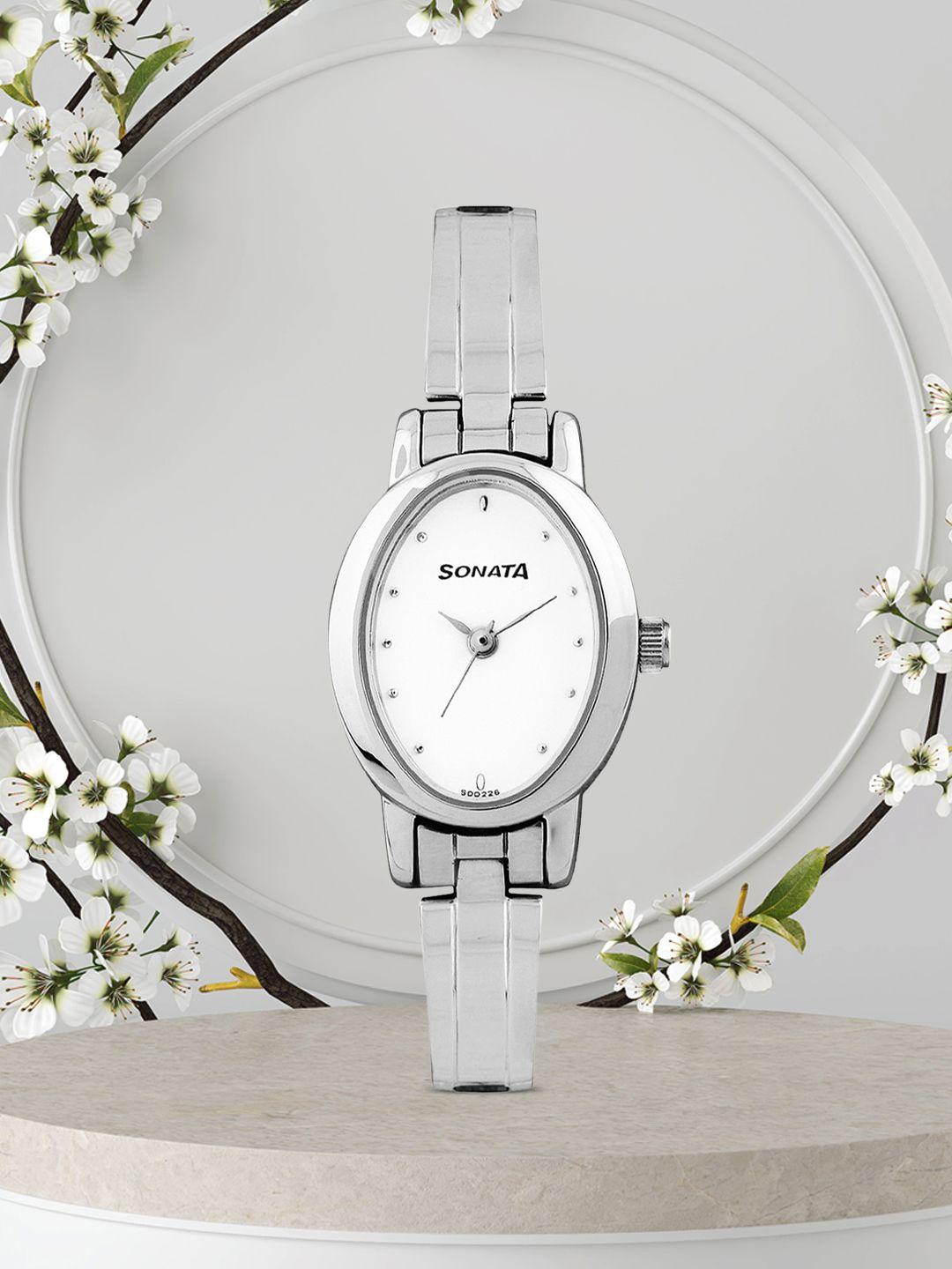 sonata women white dial watch 8100sm01