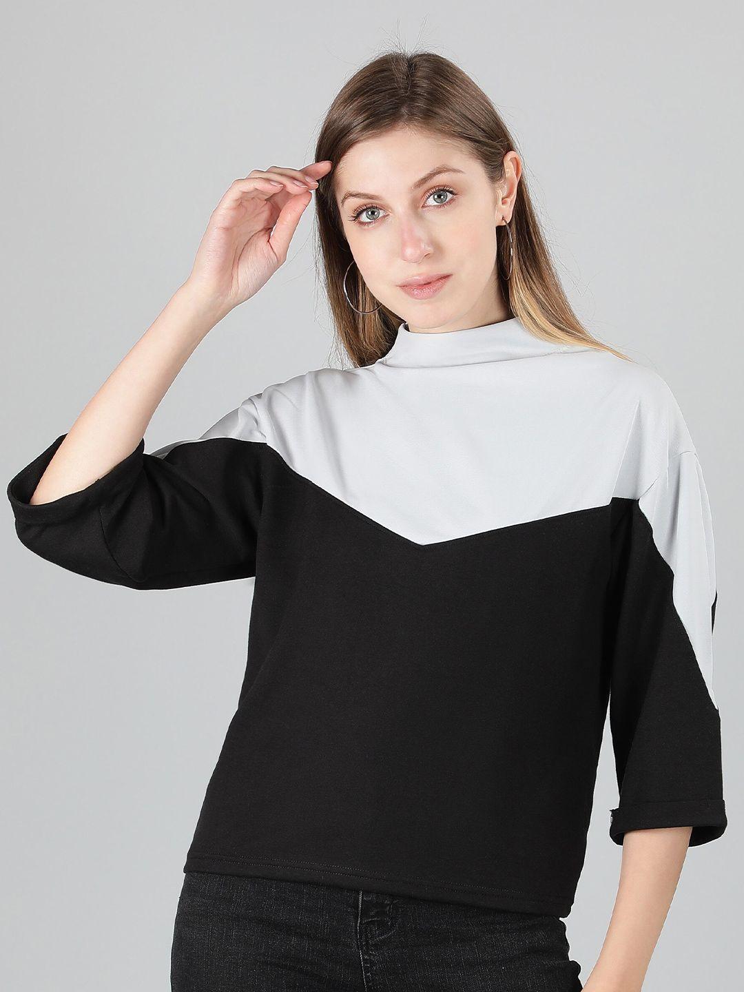 sonex gold high neck colourblocked top