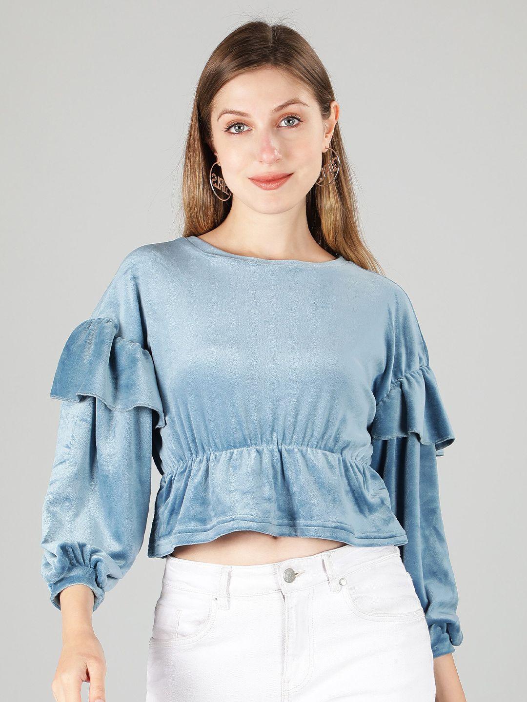 sonex gold velvet cinched waist crop top