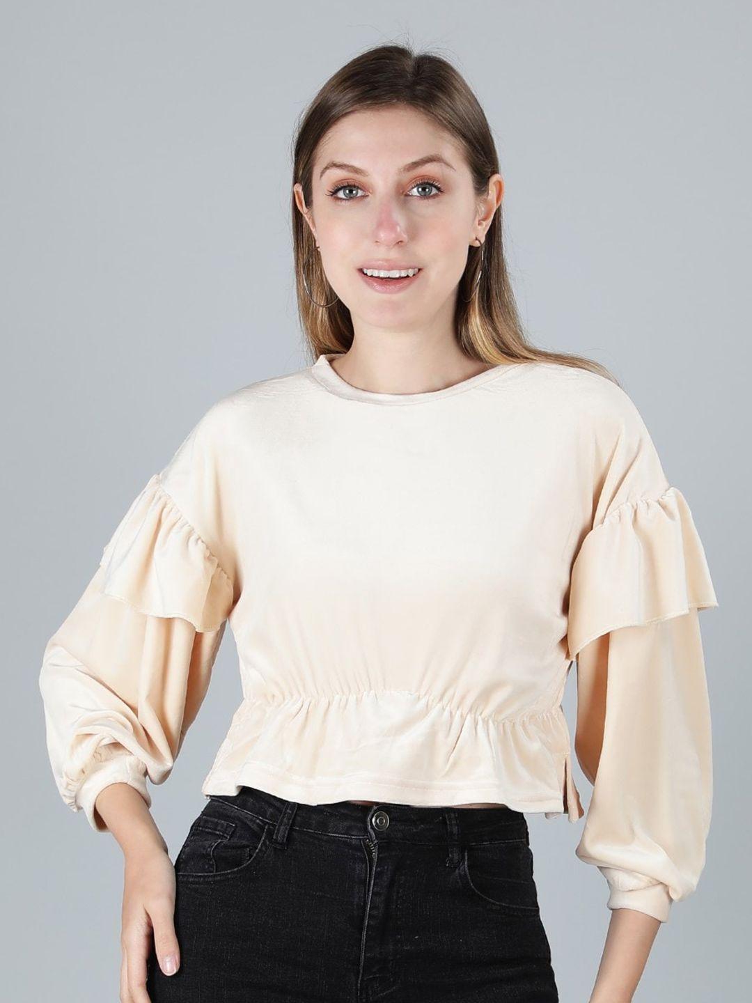 sonex gold velvet cinched waist top