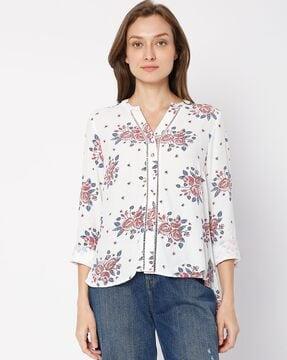 sonya floral print step hemline top