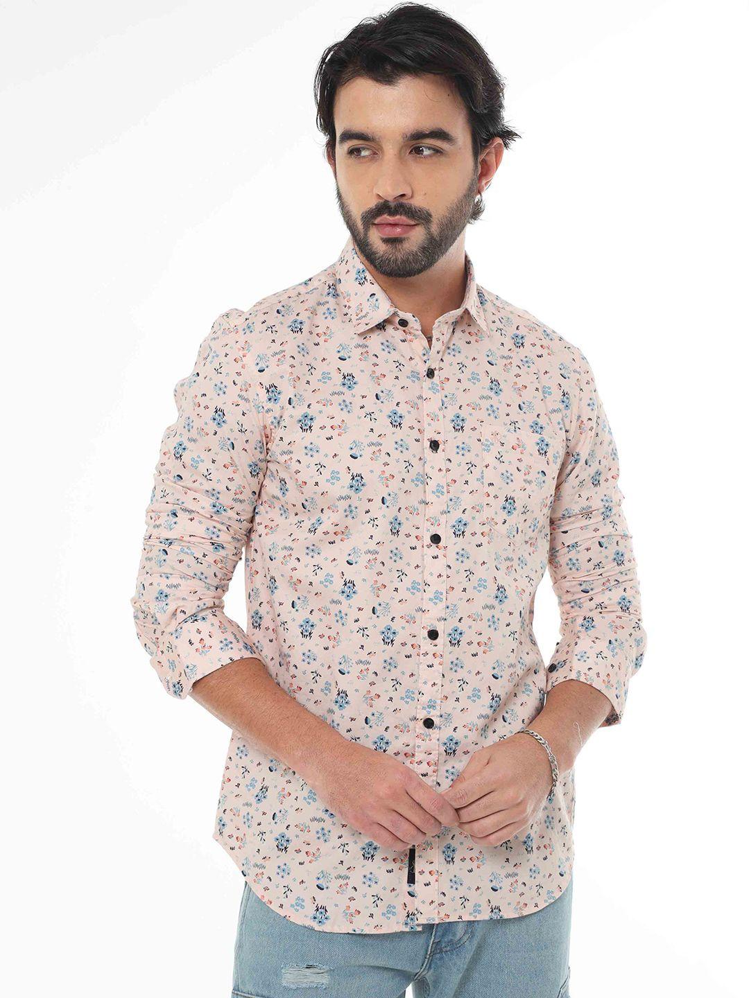 soratia floral printed spread collar ultra soft cotton casual shirt