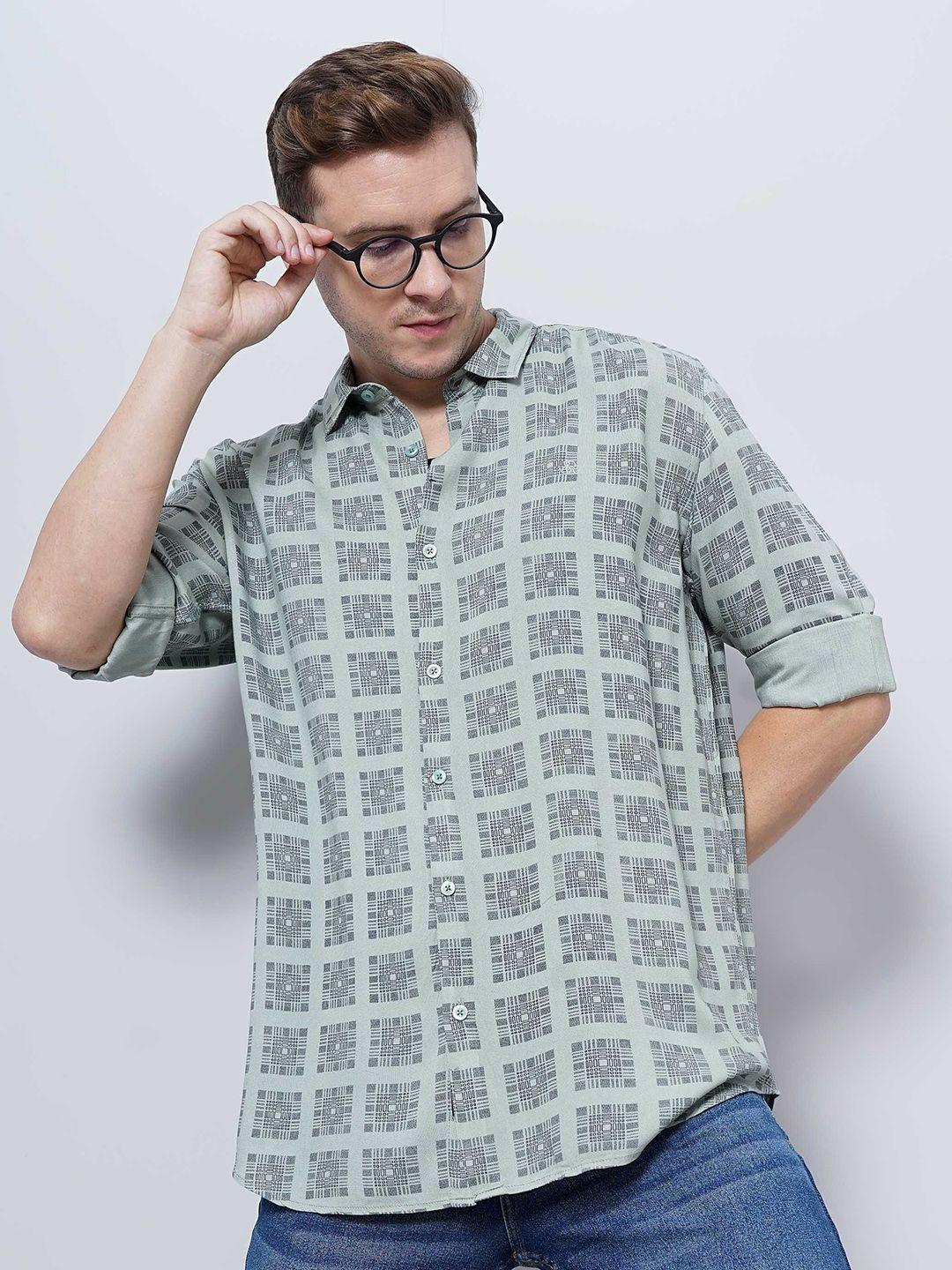 soratia gemontric printed spread collar casual cotton shirt