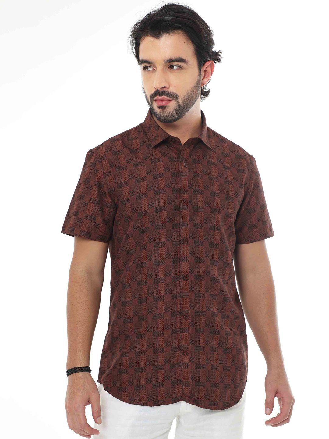 soratia geometric printed cotton casual shirt