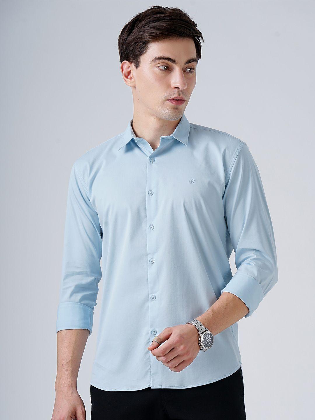 soratia men blue slim fit casual shirt