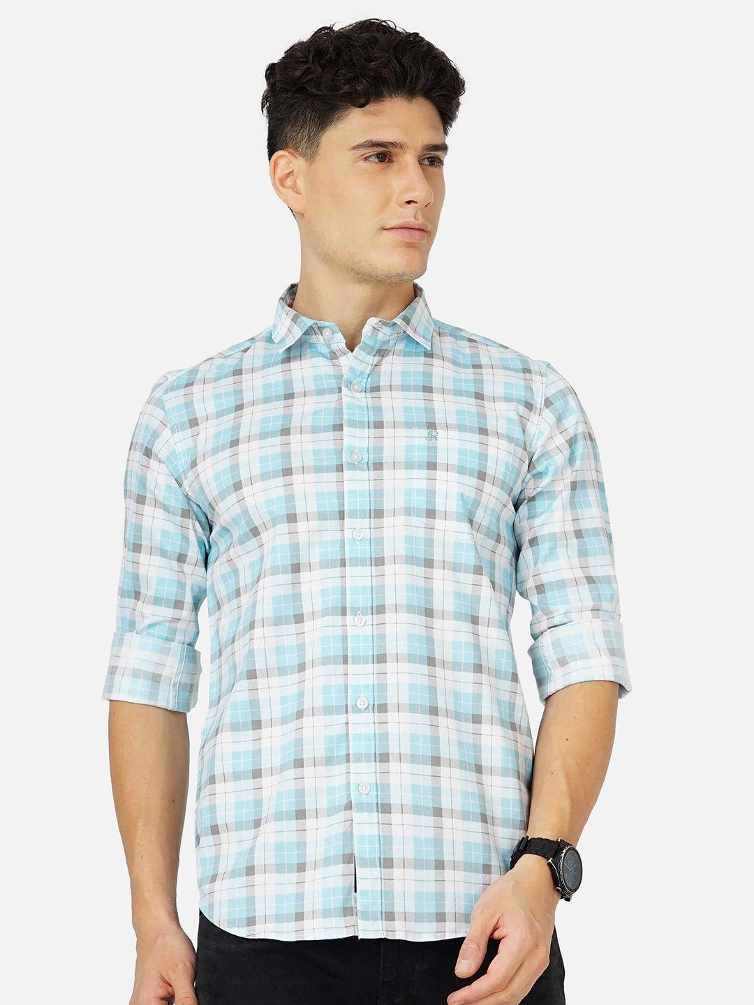 soratia men cotton checked casual shirt