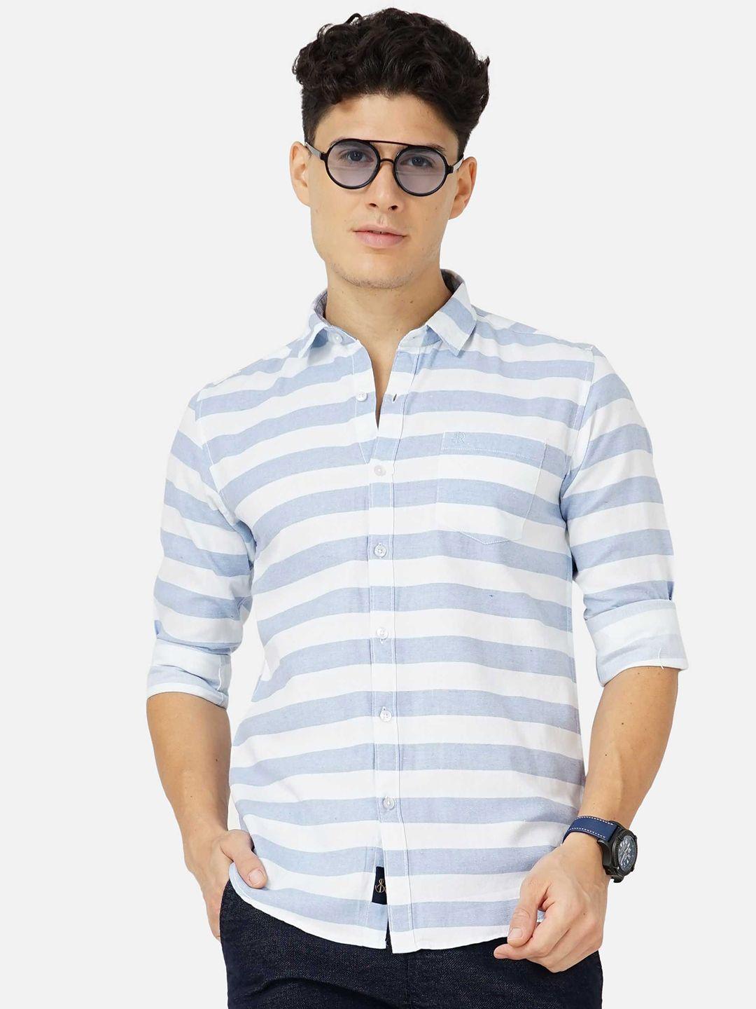soratia men cotton horizontal stripes striped casual shirt