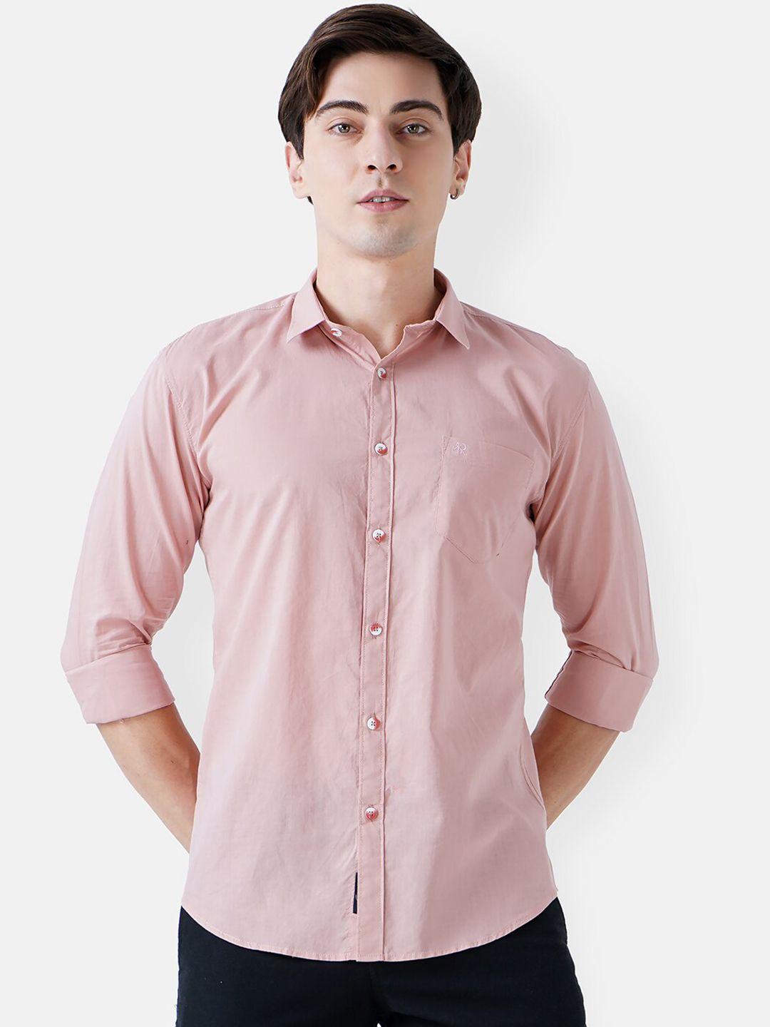 soratia men pink slim fit casual shirt