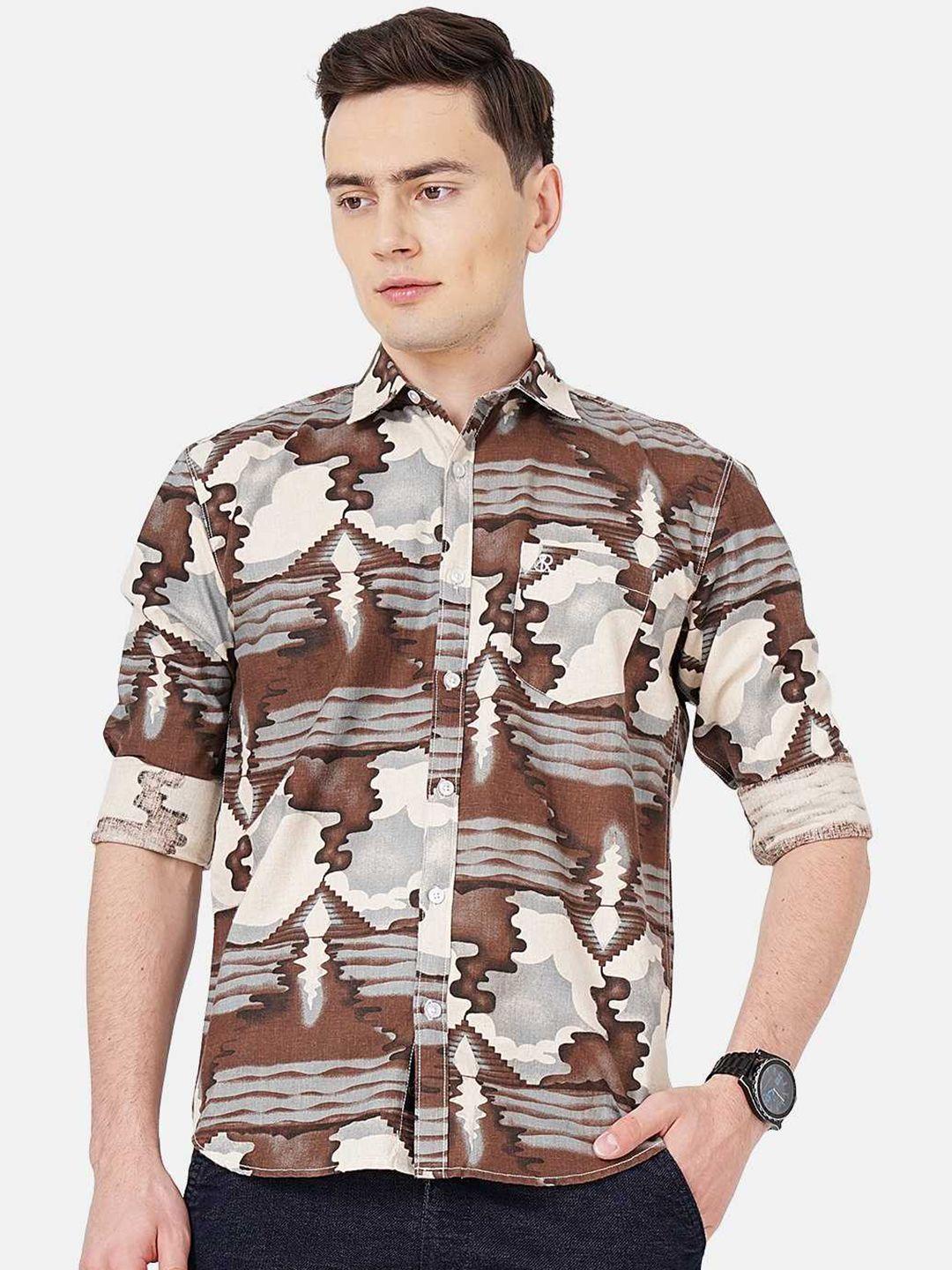 soratia men slim fit abstract printed casual cotton shirt