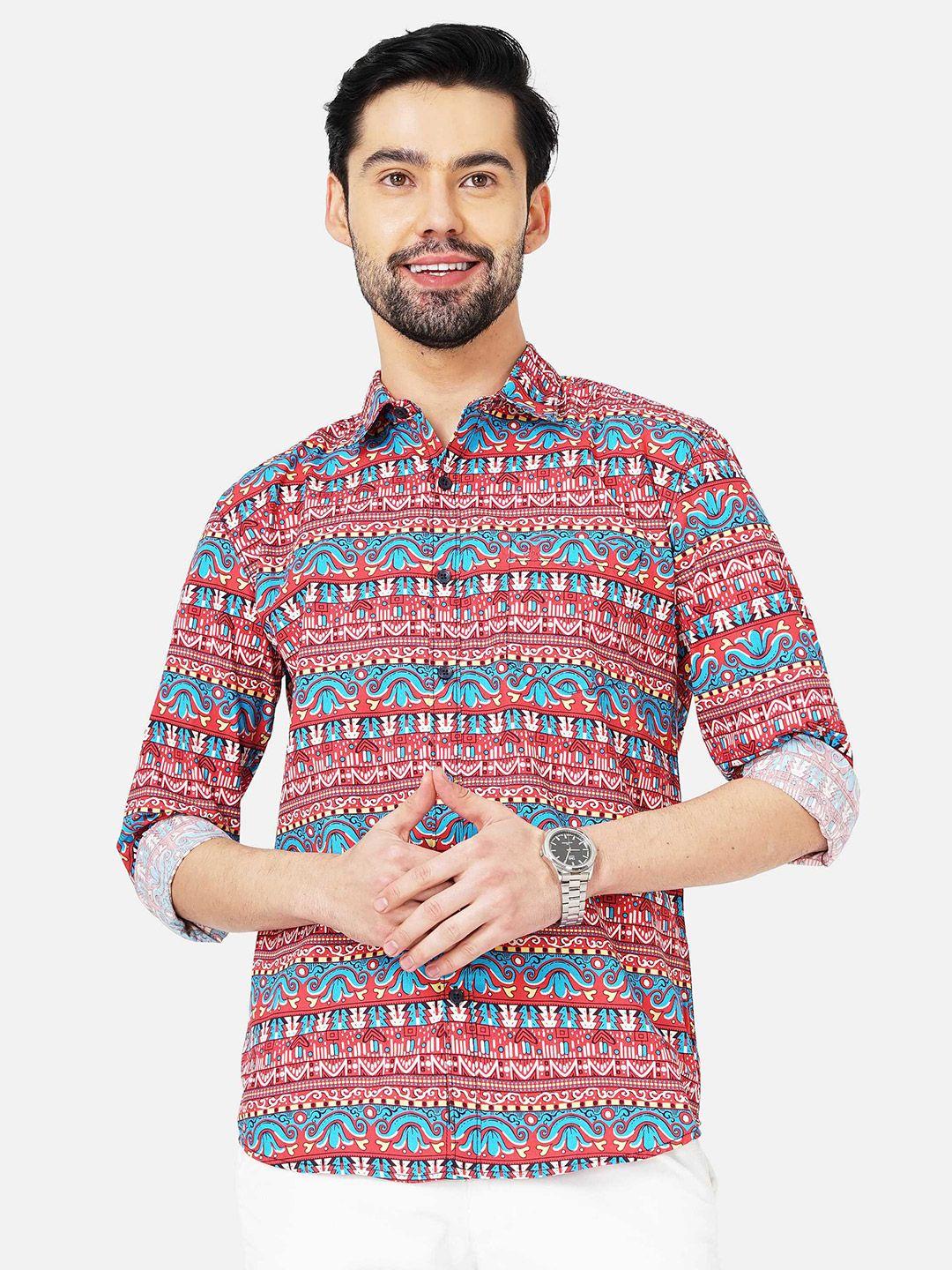 soratia men slim fit ethnic printed casual cotton shirt