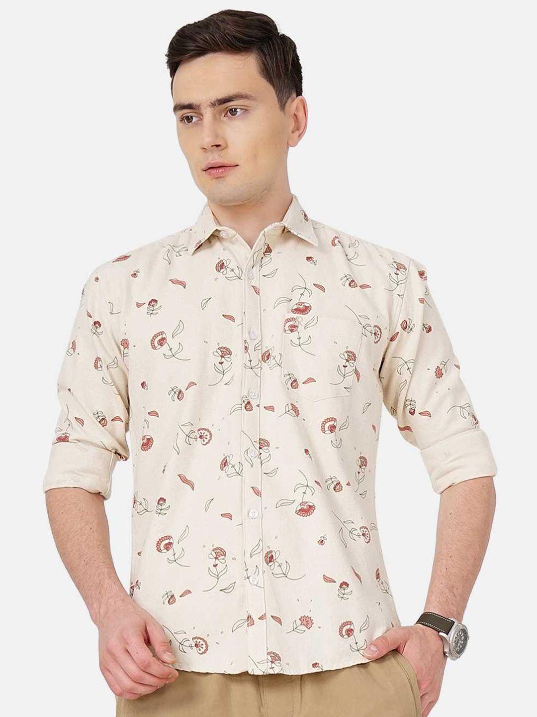 soratia men slim fit floral printed cotton casual shirt