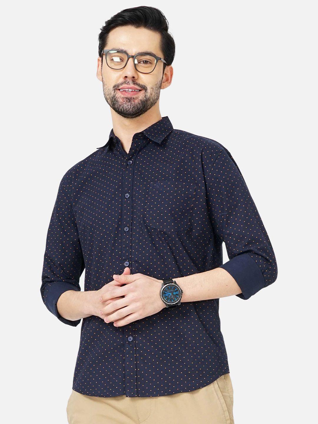 soratia men slim fit polka dots printed casual cotton shirt