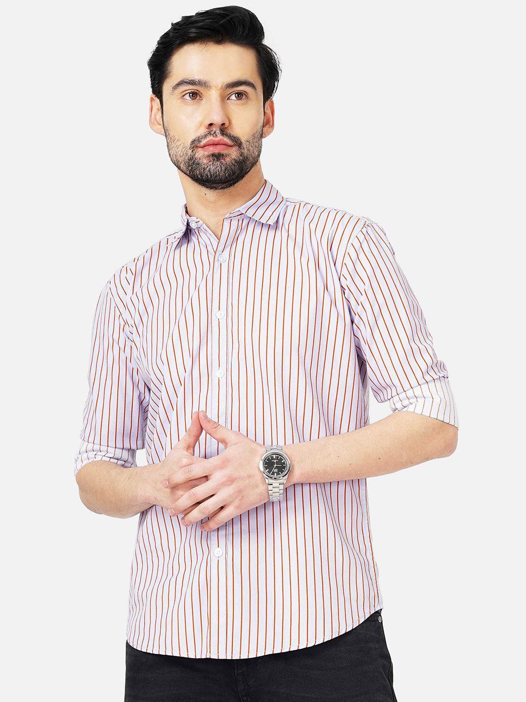 soratia men slim fit striped cotton casual shirt