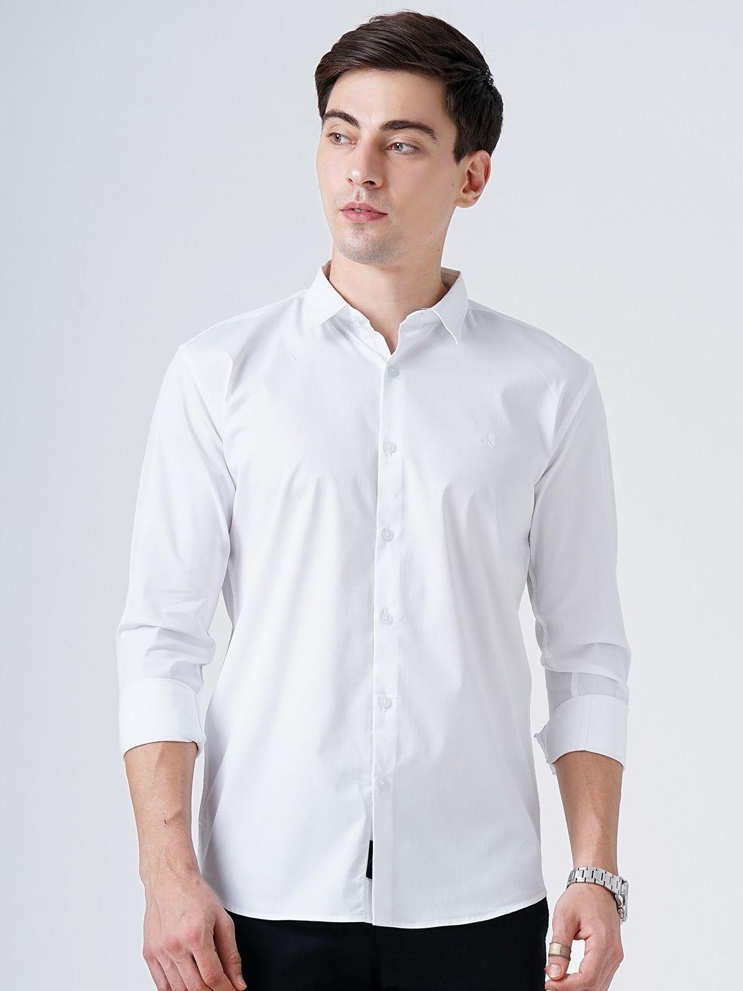 soratia men white slim fit casual shirt