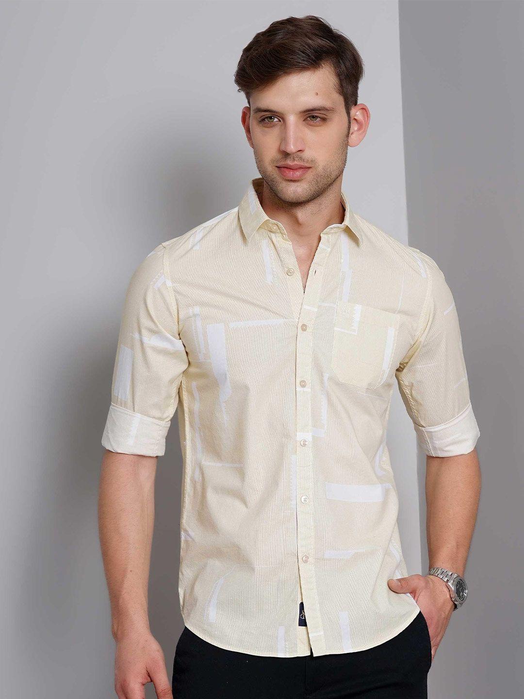 soratia slim fit opaque abstract printed cotton casual shirt