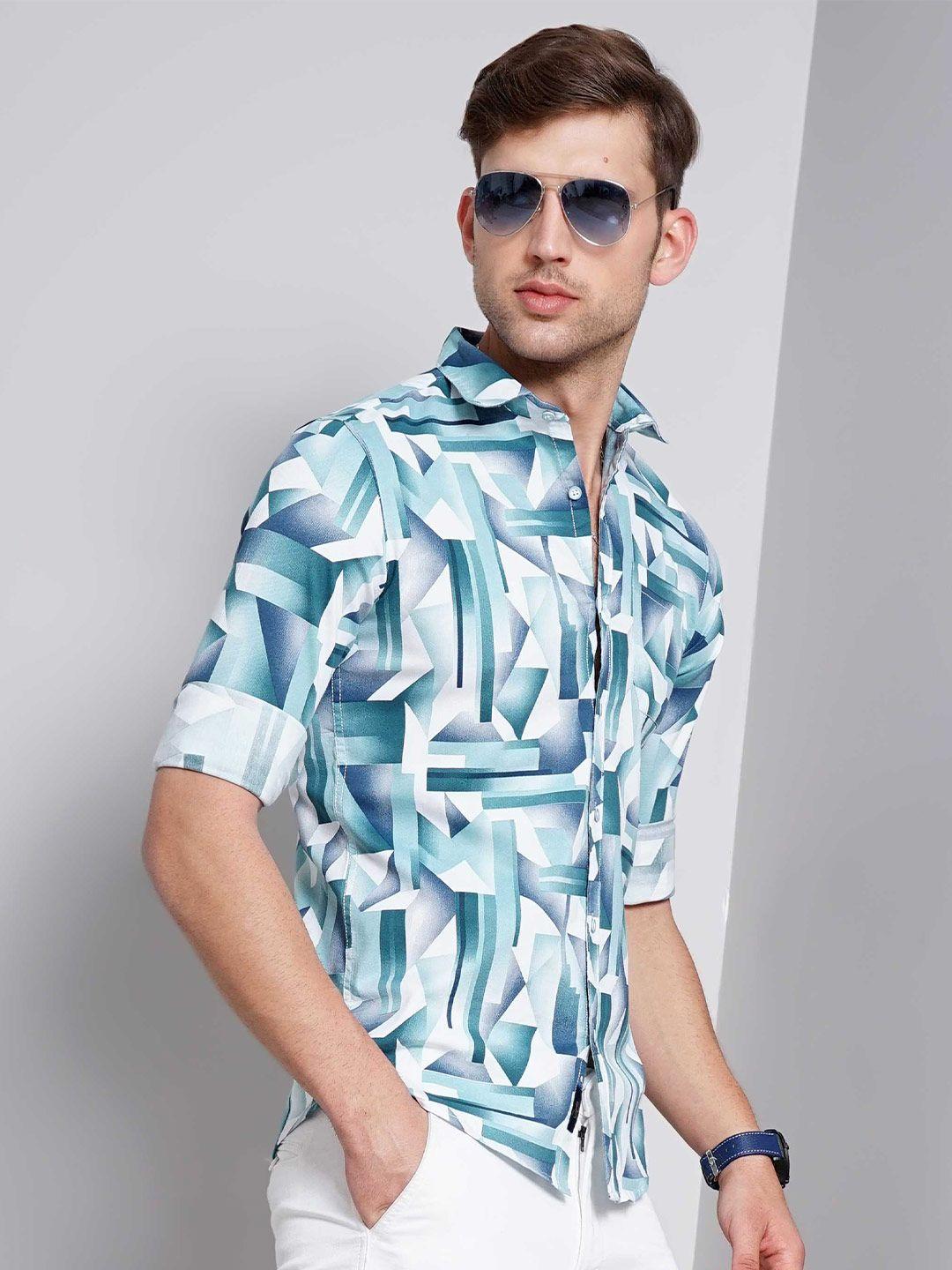 soratia slim fit opaque printed casual shirt