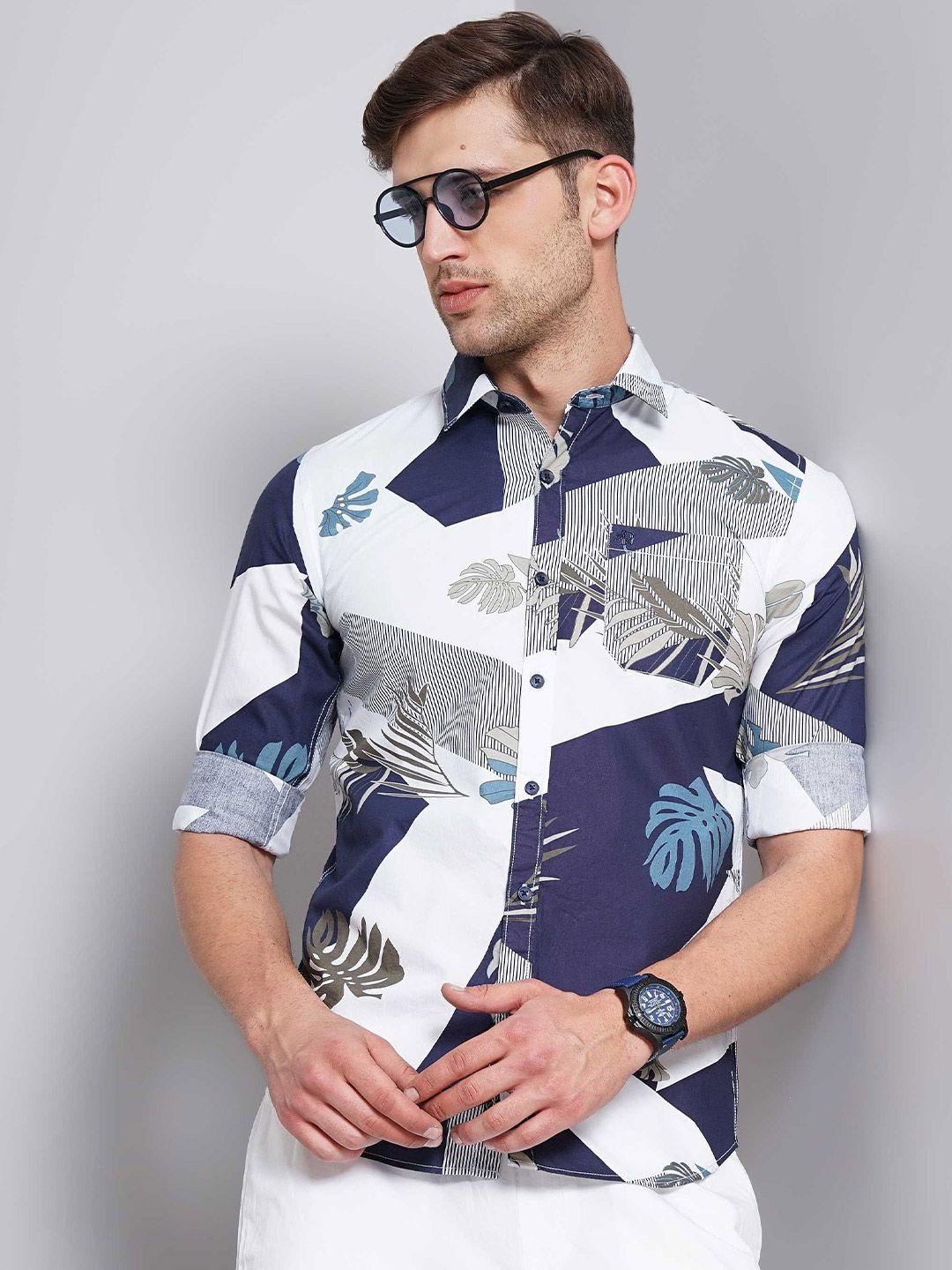 soratia slim fit opaque printed casual shirt