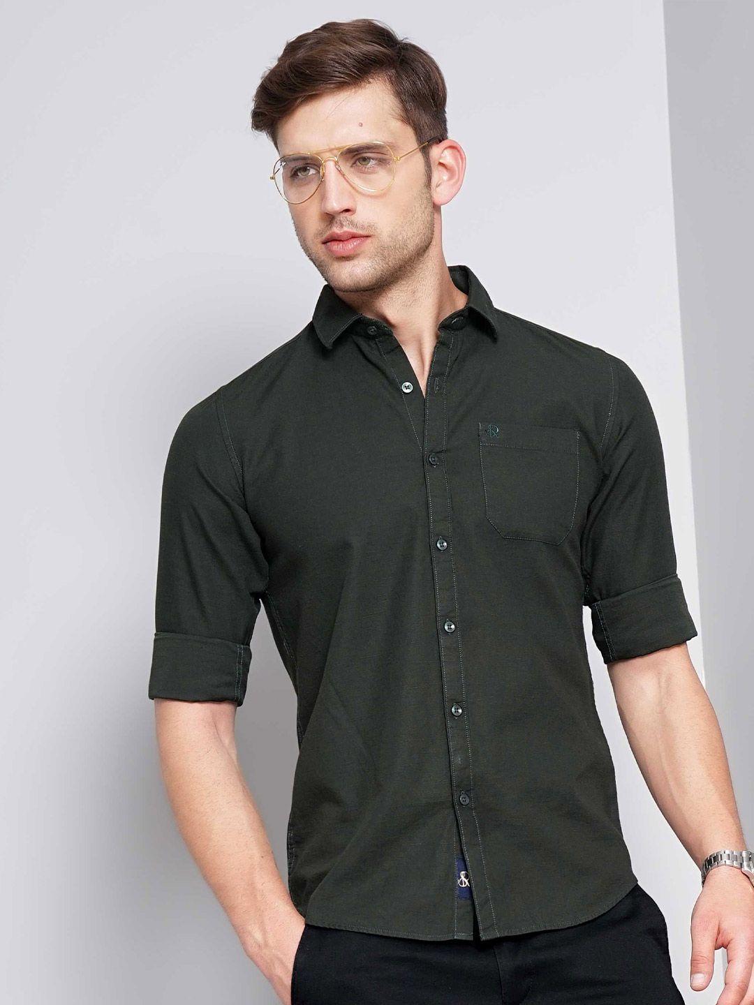 soratia spread collar cotton slim fit casual shirt