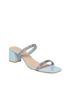 soriya polyurethane slipon women's ethnic sandals - blue